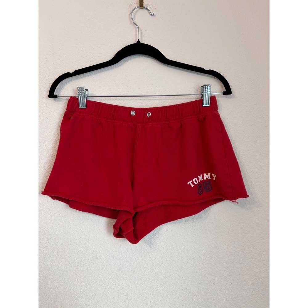Tommy Hilfiger Womens Red Tommy 85 Graphic Fleece Lounge Shorts Size Medium